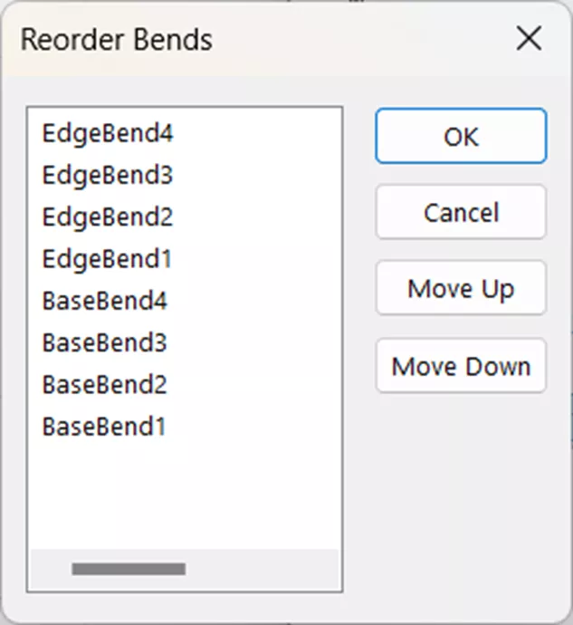 SOLIDWORKS Reorder Bends Dialog