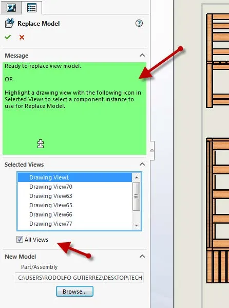 Replace Model Options in SOLIDWORKS