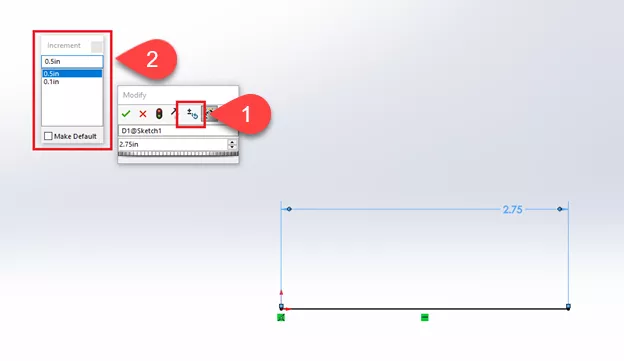 Reset Spin Increment Value SOLIDWORKS 