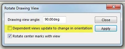 SOLIDWORKS Rotate Drawing View Options