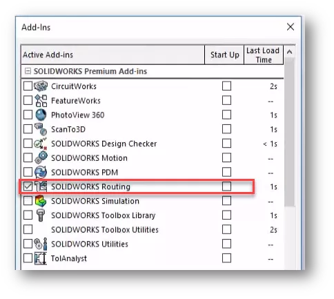 SOLIDWORKS Routing Add-in