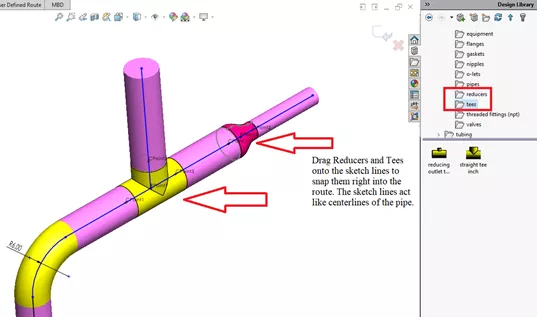 SOLIDWORKS Routing Reducer and Tee 
