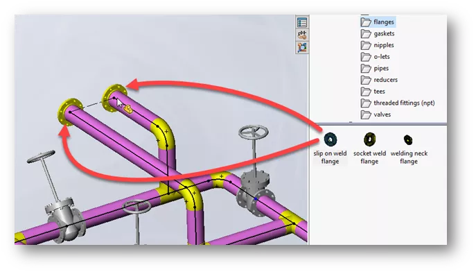 SOLIDWORKS Routing Slip on weld flanges