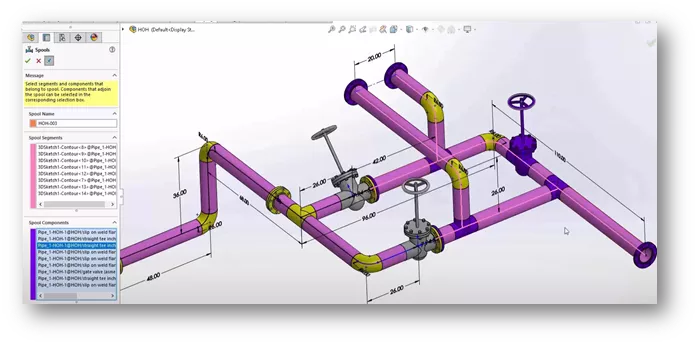 SOLIDWORKS Routing Spool Segments