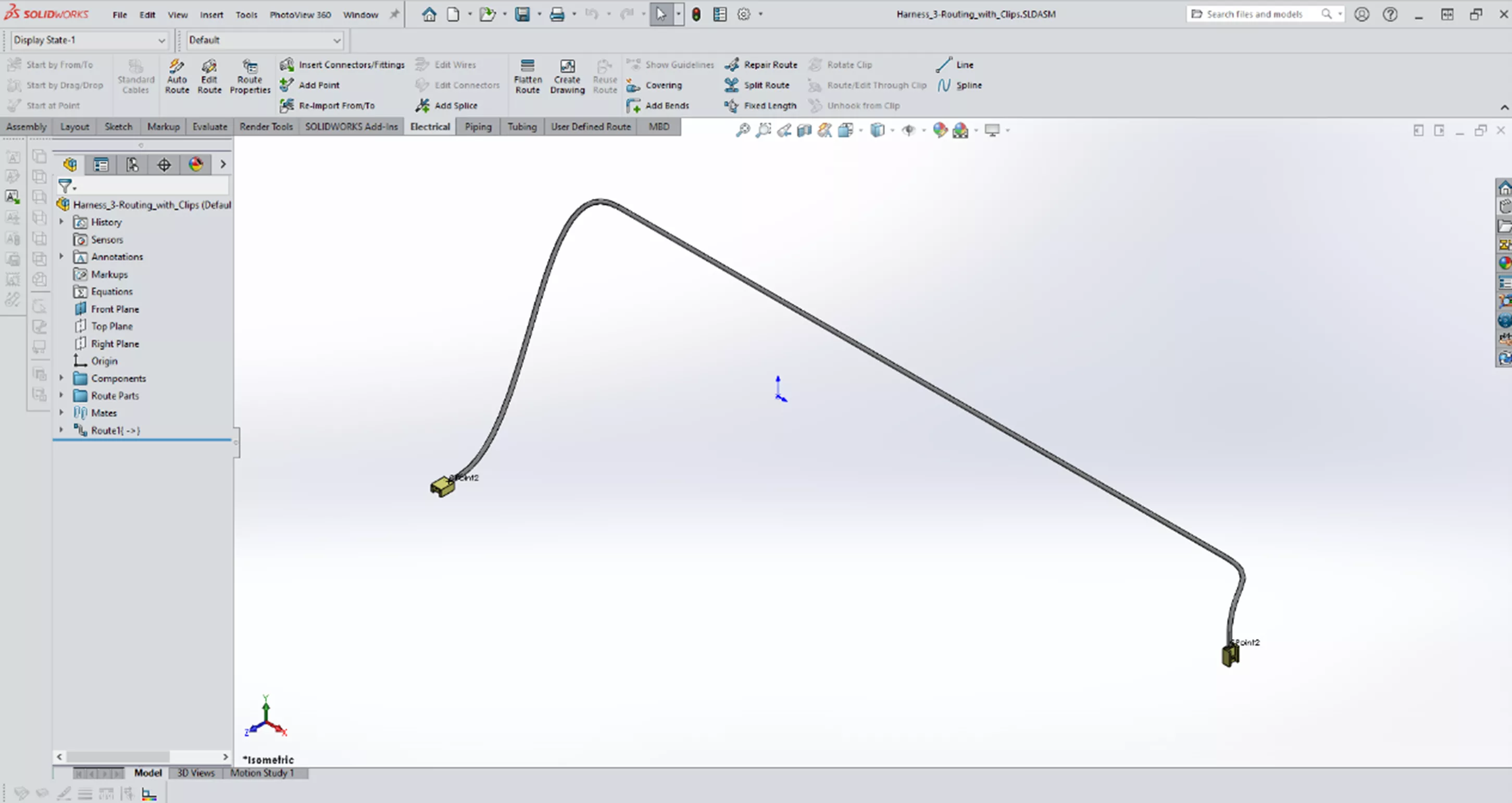 SOLIDWORKS Routing Tutorial Routing Through Clips