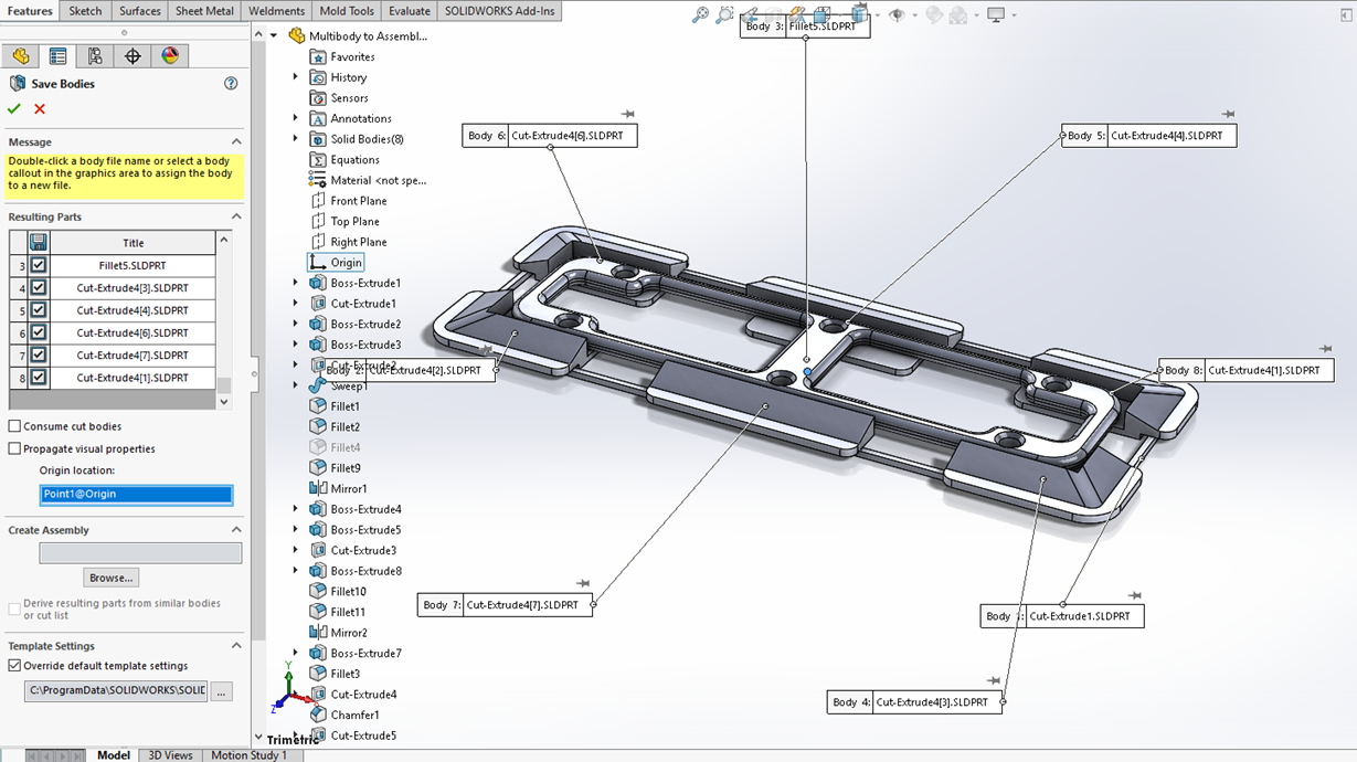 Create A SOLIDWORKS Assembly From A Multibody Part | GoEngineer