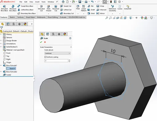 SOLIDWORKS Scale Tool