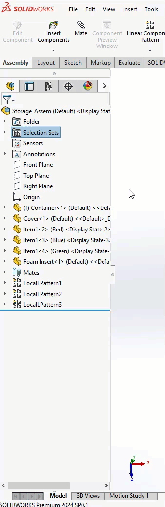 Accessing the Selection Sets Option in SOLIDWORKS