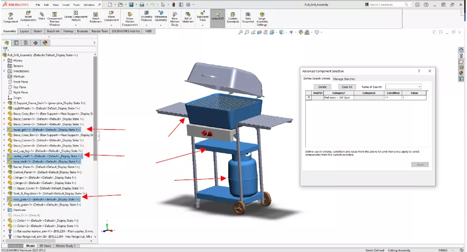 SOLIDWORKS Selection Tool for Large Assemblies