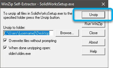 SOLIDWORKS Setup WinZip Self-Extractor Tool 