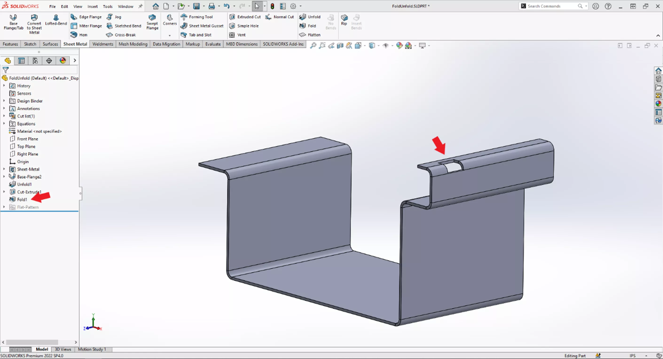 SOLIDWORKS Sheet Metal Fold Tool 