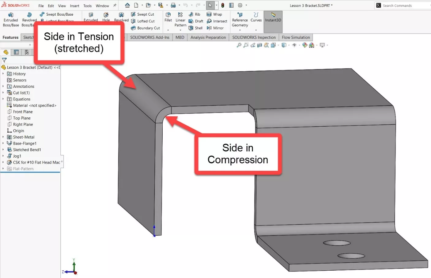 What Changes When Sheet Metal is Folded in SOLIDWORKS