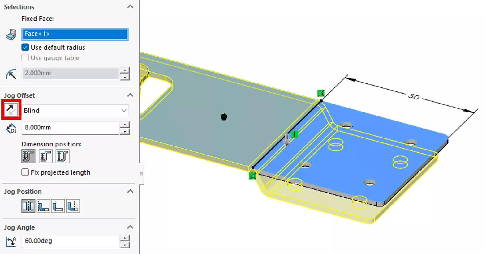 Jog Offset Option in SOLIDWORKS Sheet Metal