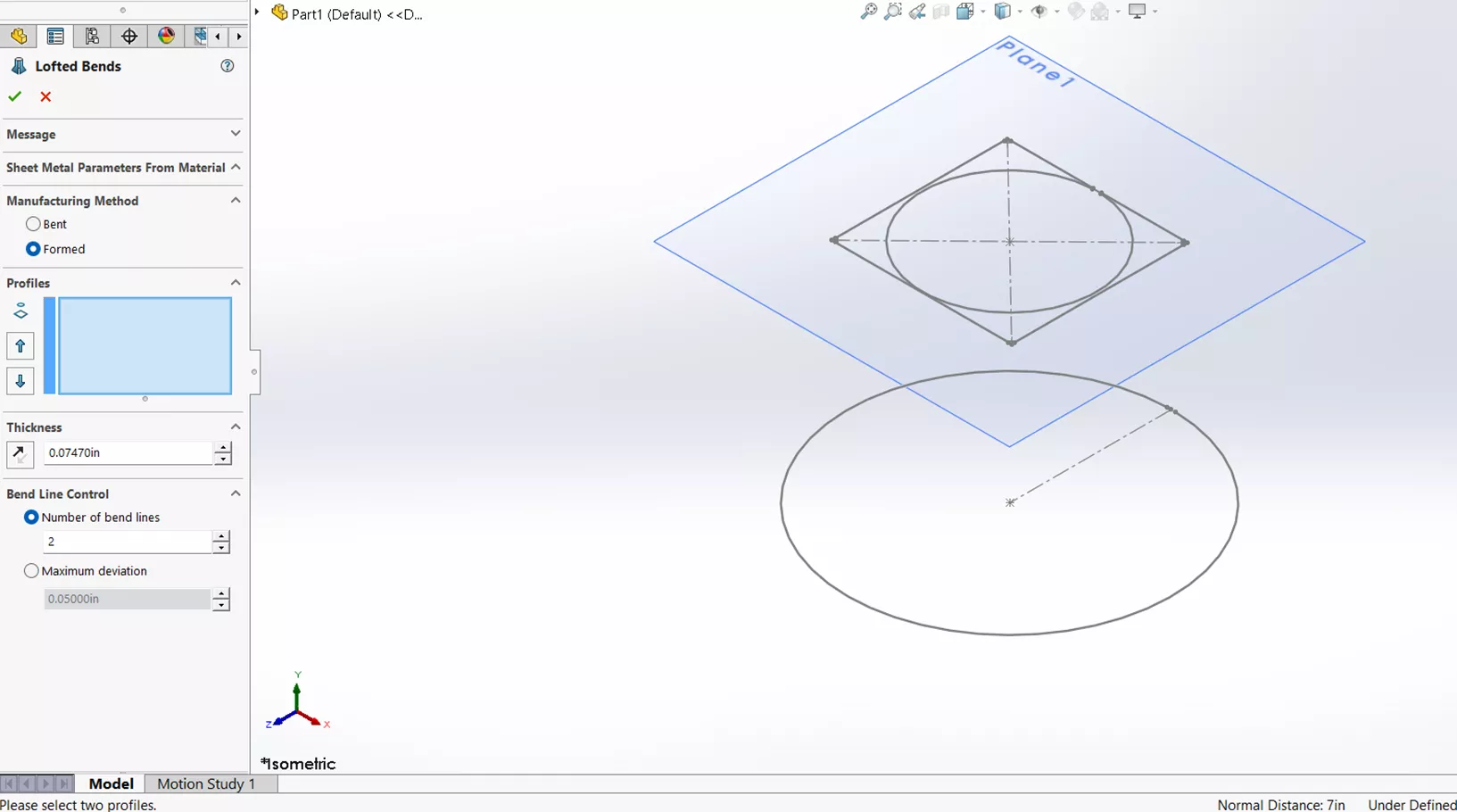 SOLIDWORKS Sheet Metal Lofted Bend Manufacturing Methods Formed Tutorial