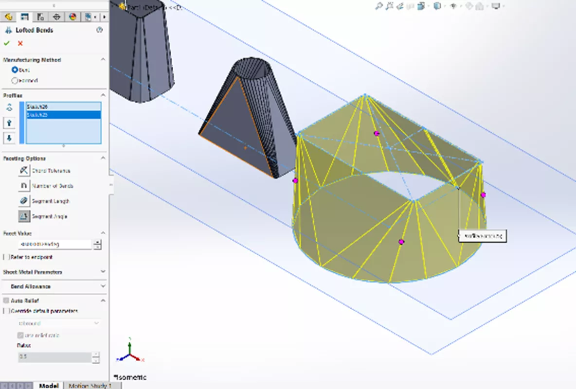 SOLIDWORKS Sheet Metal Segment Angle