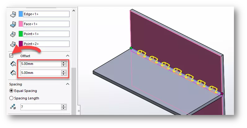 SOLIDWORKS Sheet Metal Tab and Slot Offset Options