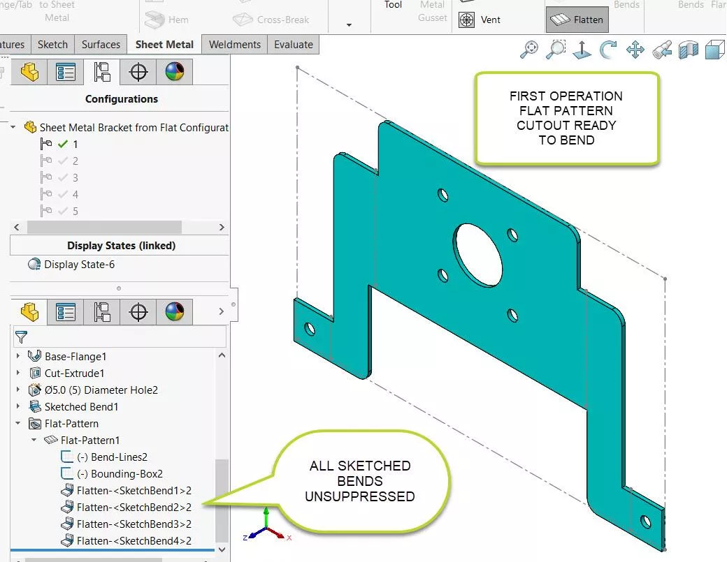 SOLIDWORKS Sheet Metal Tutorial Using Flat Pattern and Sketched Bend
