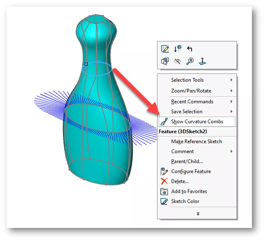 How Curvature Combs in SOLIDWORKS