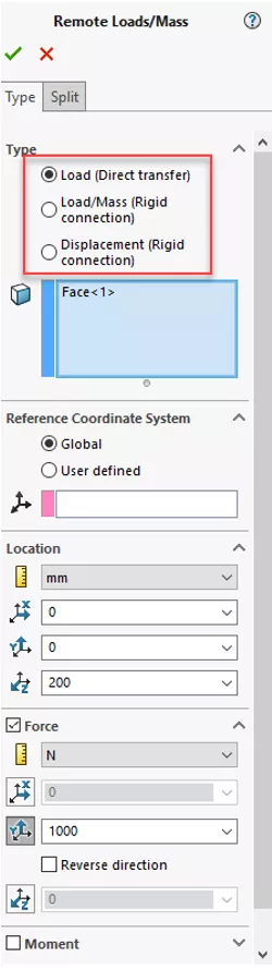 SOLIDWORKS Simulation 2018 Remote Loads/Mass CommandManager