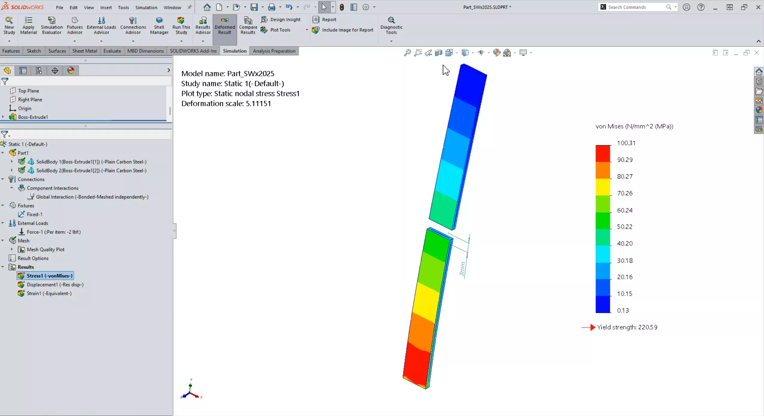 SOLIDWORKS Simulation 2025 Node to Surface