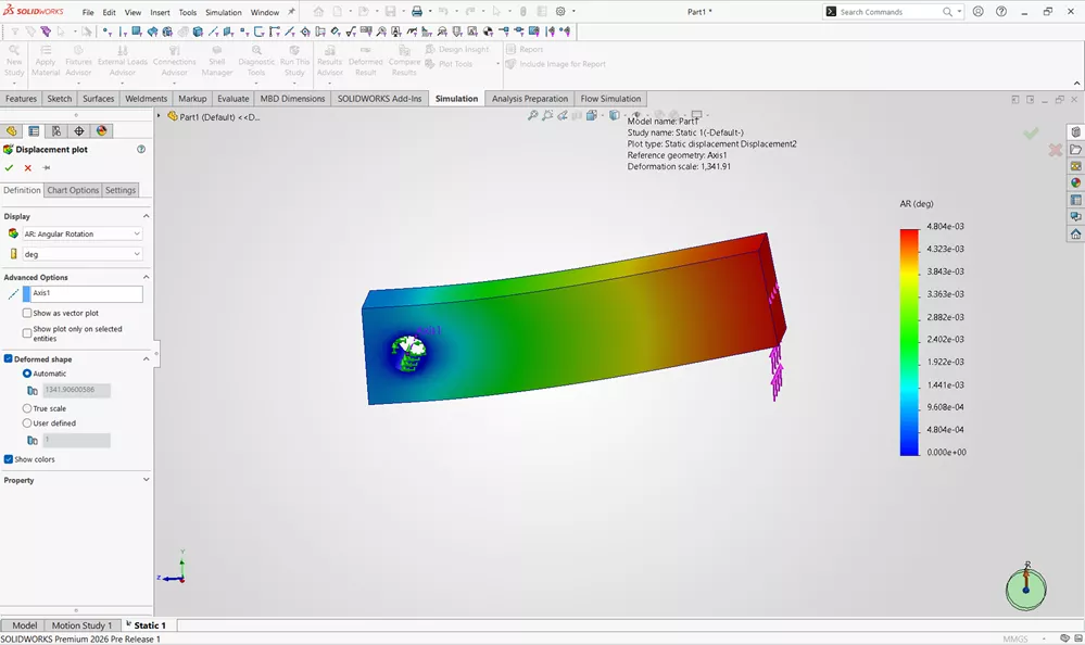 SOLIDWORKS Simulation 2026 Angular Rotation What's New