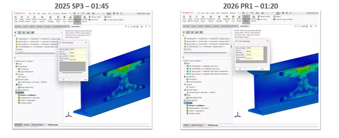 Performance Improvement for Connectors in SOLIDWORKS Simulation 2026