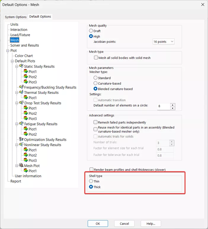 What's New SOLIDWORKS Simulation 2026 Shell Definitions