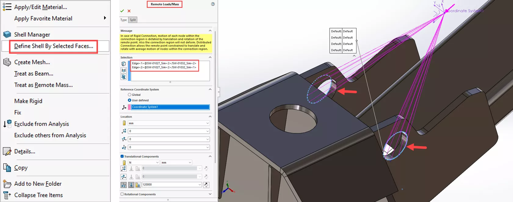 SOLIDWORKS Simulation 2026 Shell Edges Enhancements