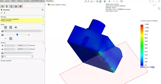 Analyzing SOLIDWORKS Simulation Drop Test 