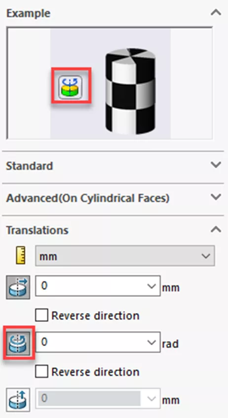 SOLIDWORKS Simulation Circumferential Translation Preview