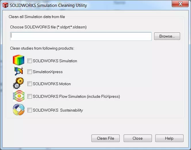 Using the SOLIDWORKS Simulation Cleaning Utility