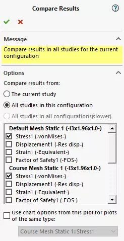 SOLIDWORKS Simulation Compare Results CommandManager
