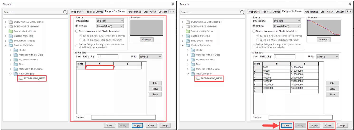 SOLIDWORKS Simulation Creating Custom Material with S-N Curve Data Tutorial 