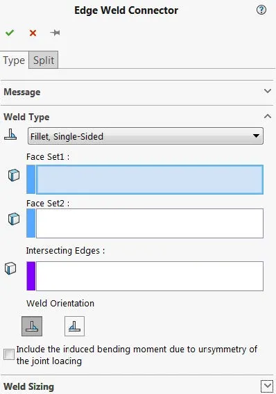 SOLIDWORKS Simulation Edge Weld Connector Options