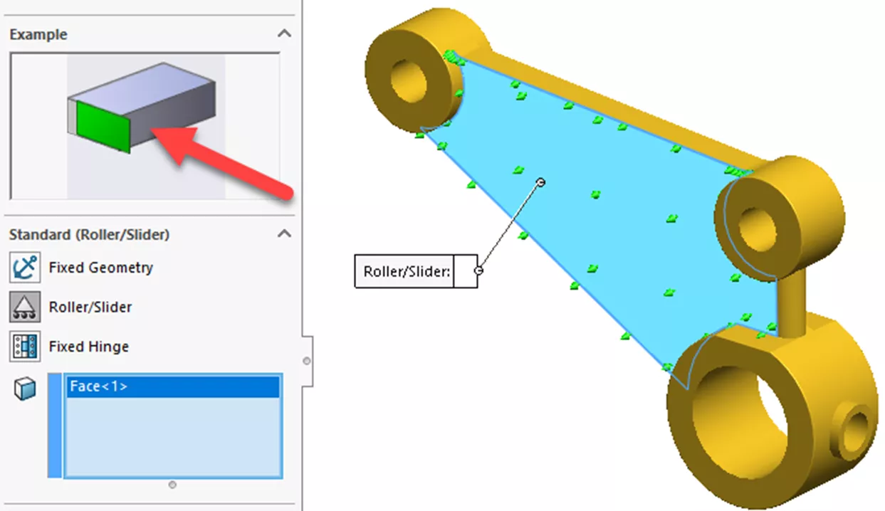 SOLIDWORKS Simulation Fixed Geometry Roller/Slider