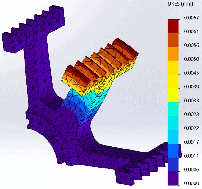 Use a fixed hinge restraints and a roller/slider restraint in SOLIDWORKS Simulation
