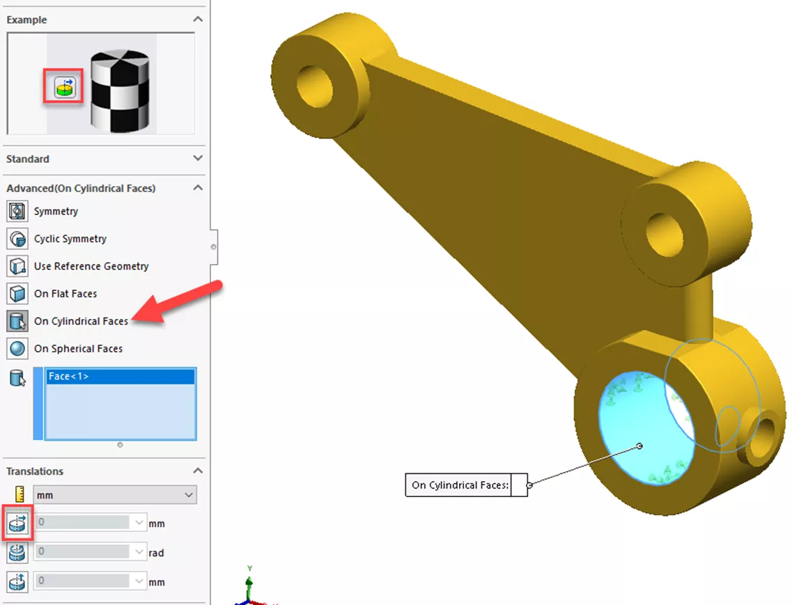 SOLIDWORKS Simulation Fixture Preview On Cylindrical Faces