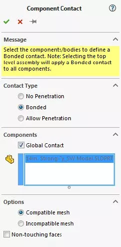 SOLIDWORKS Simulation Global Contact Option 