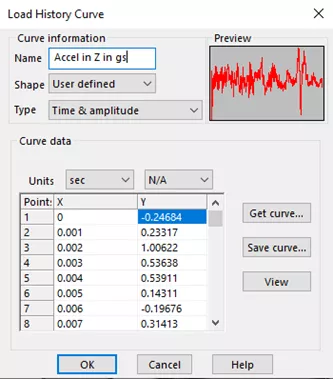 SOLIDWORKS Simulation Input Load History Curve 