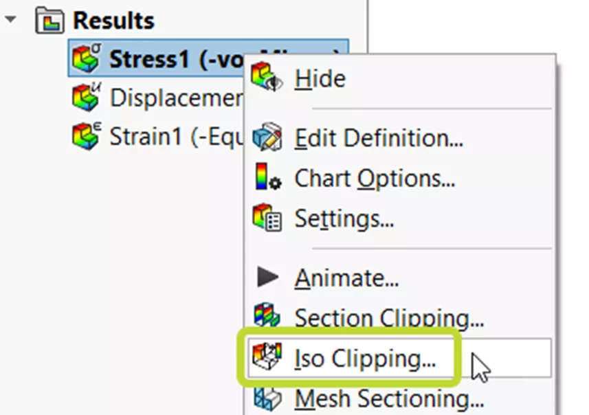 How to Access the Iso Clipping Tool in SOLIDWORKS Simulation 
