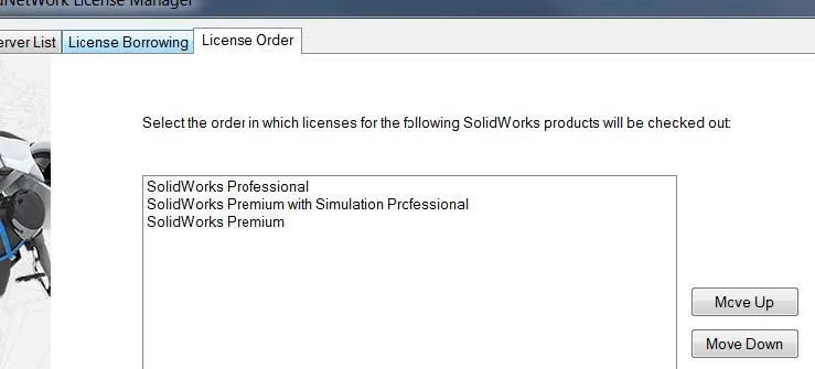 SOLIDWORKS Simulation License Order Tab