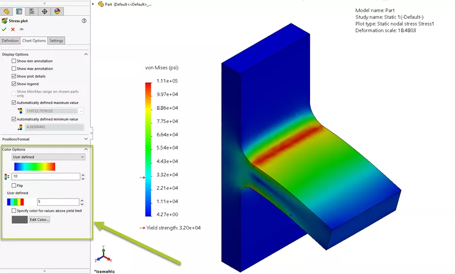 SOLIDWORKS Simulation Plot Legend Color Options 