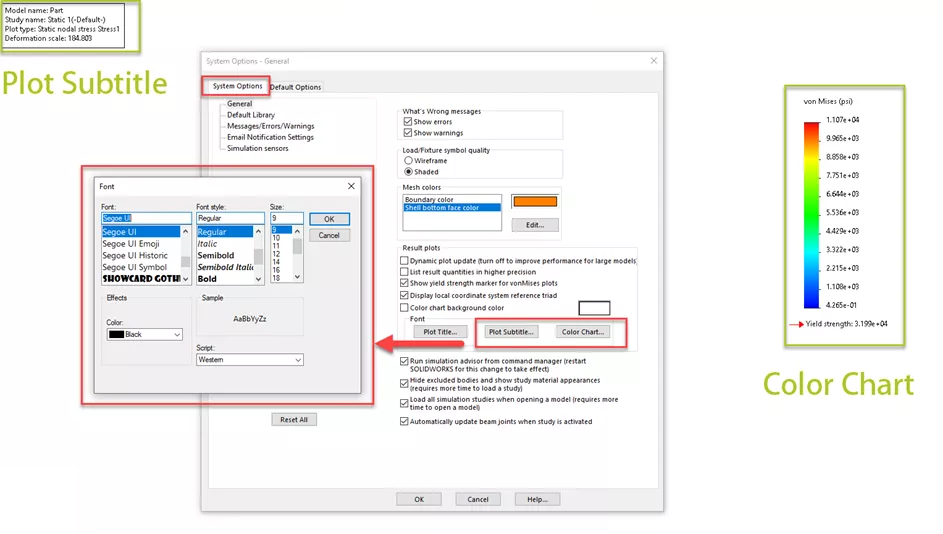 SOLIDWORKS Simulation Plot Legend Options 