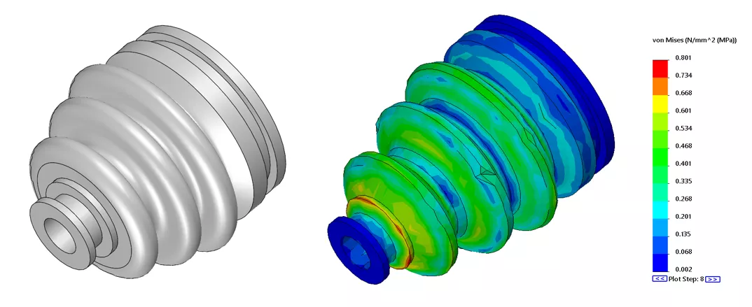 SOLIDWORKS Simulation Premium Nonlinear von Mises Stress Results