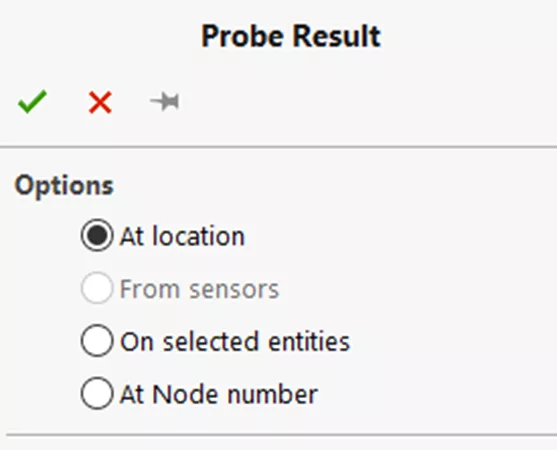 SOLIDWORKS Simulation Probe Result Options