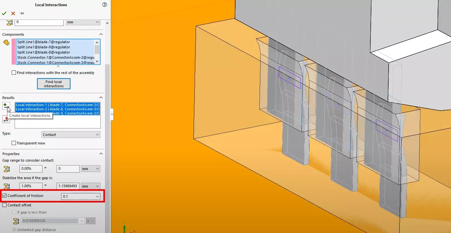 Coefficient of Friction Option in SOLIDWORKS Simulation