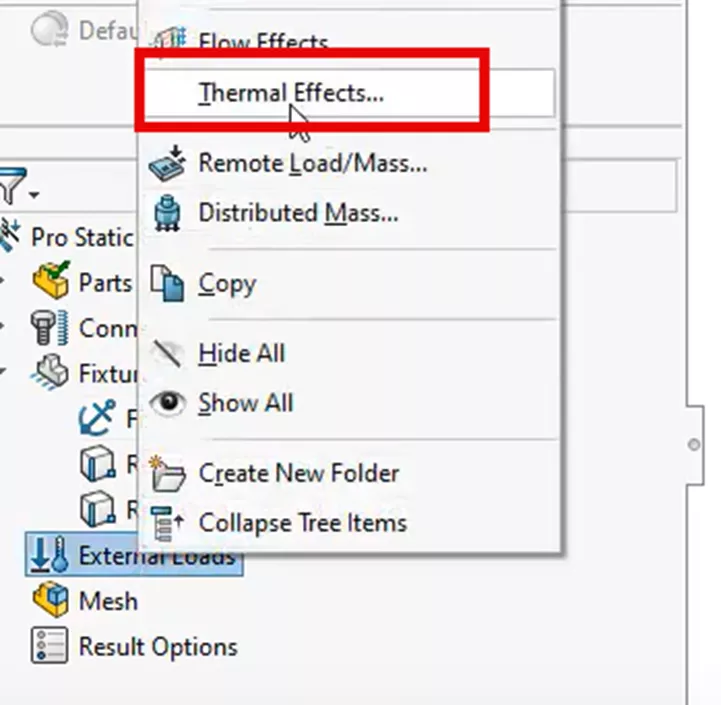 SOLIDWORK Simulation Thermal Effects Option
