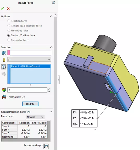 SOLIDWORKS Simulation Result Force PropertyManager