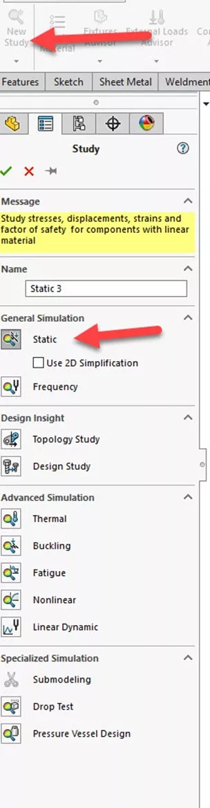 Step 1 to Perform a SOLIDWORKS Simulation Study 