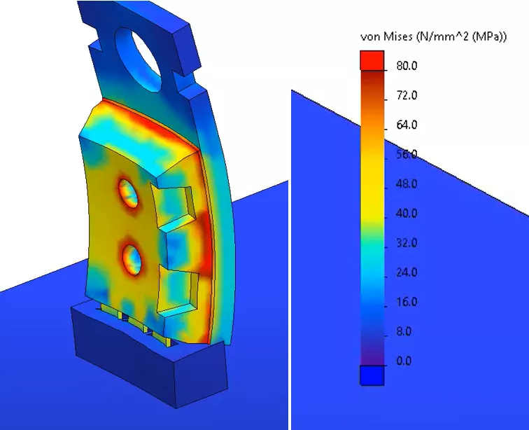 SOLIDWORKS Simulation Stress Results Plot